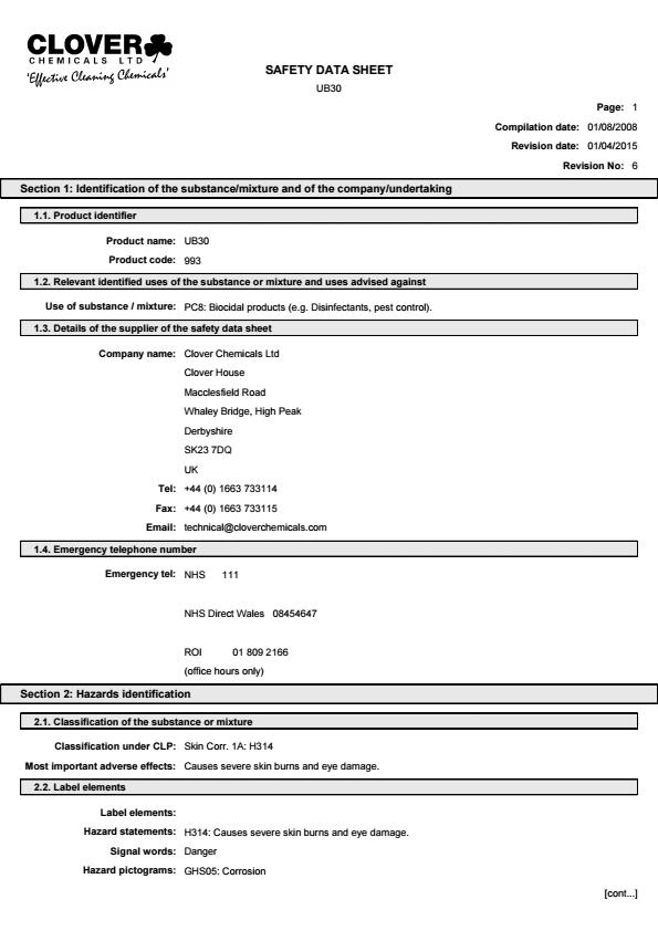 UB30 COSHH UB30 COSHH